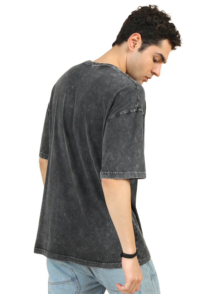 ACID WASH OVERSIZE T SHIRT-(BLACK) - Image 3