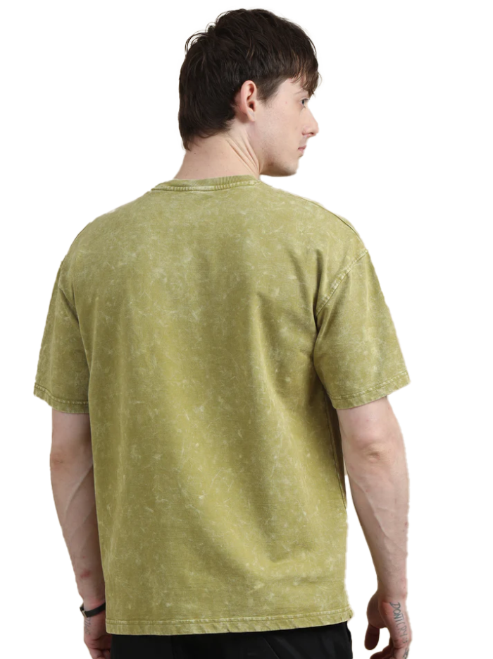 ACID WASH OVERSIZE T SHIRT-(OLIVE GREEN) - Image 2