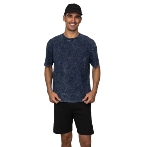ACID WASH OVERSIZE T SHIRT-(NAVY BLUE)