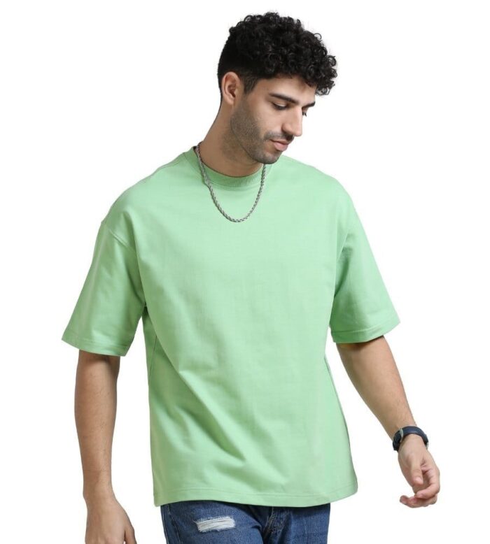Casual Comfort: Oversized Plain Green T-Shirt